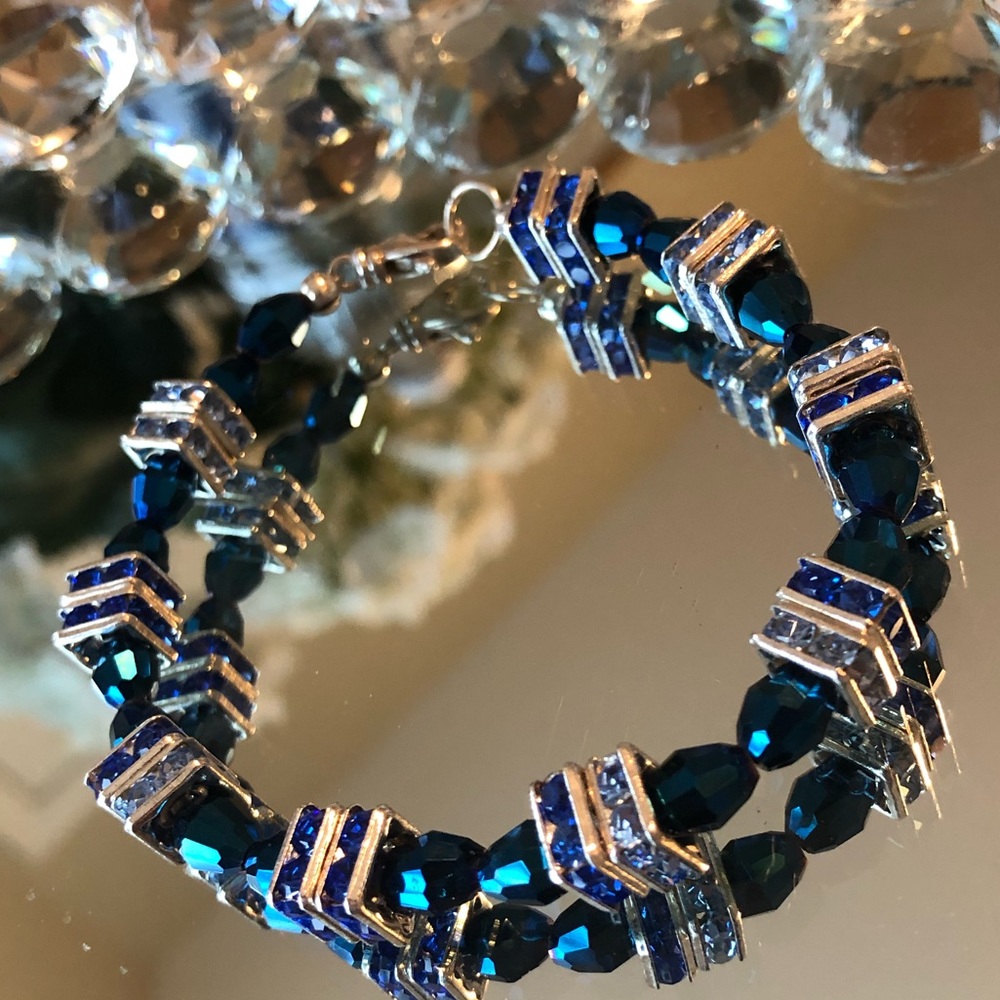 Sapphire Swarovski bracelet sterling silver NEW - Picture 4 of 4